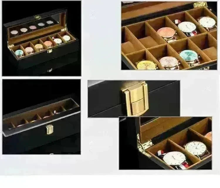 Wood Black Watch Storage Box Case Organizer Jewelry Holder - EX-STOCK CANADA