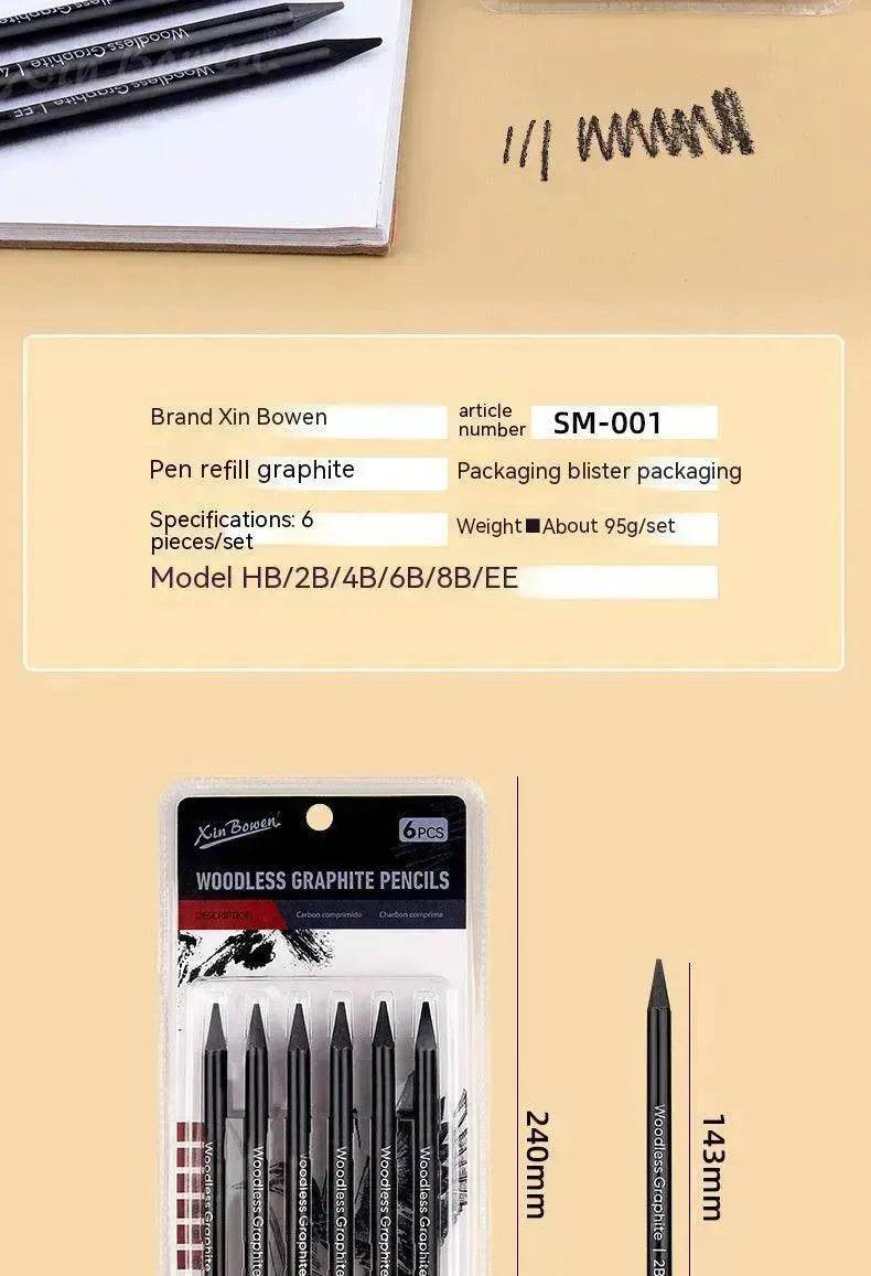 قلم رصاص للرسم بالرصاص الجرافيتي بدون خشب، 6 قطع مناسب للفن EX-STOCK Canada