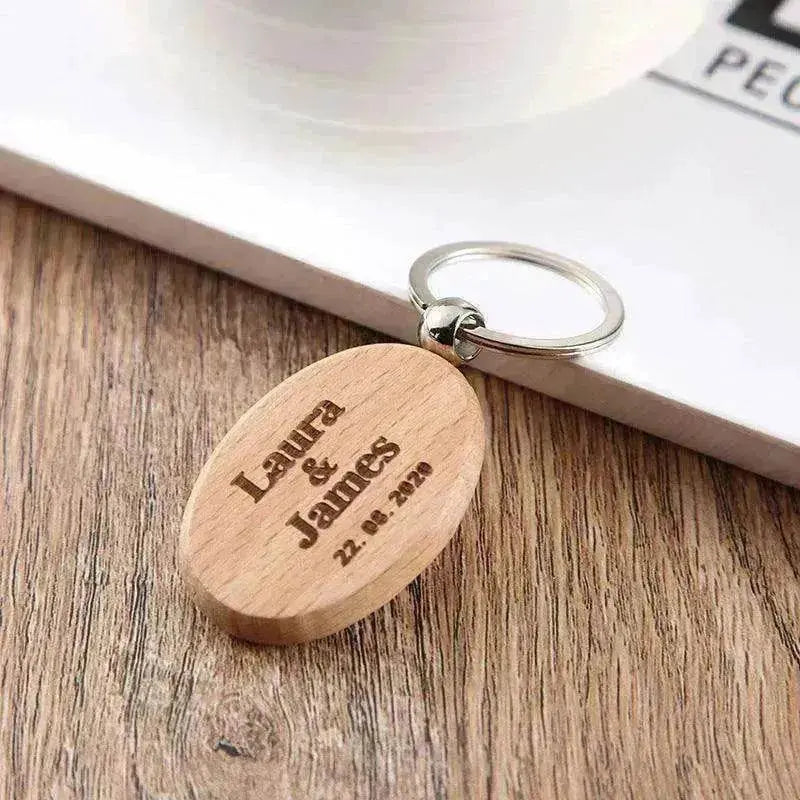 Wooden Engraved Lettering Name Pendant Keychain - EX-STOCK Canada