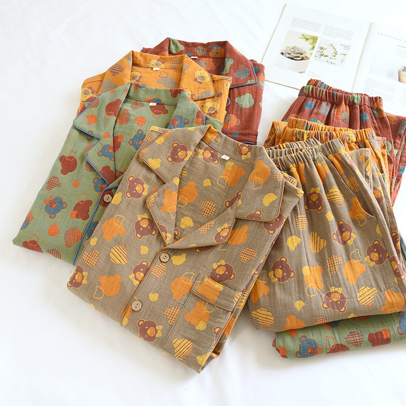 Woven Jacquard Lapel Pajamas Suit Loose  EX-STOCK CANADA