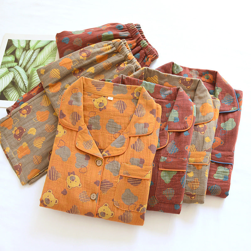 Woven Jacquard Lapel Pajamas Suit Loose  EX-STOCK CANADA