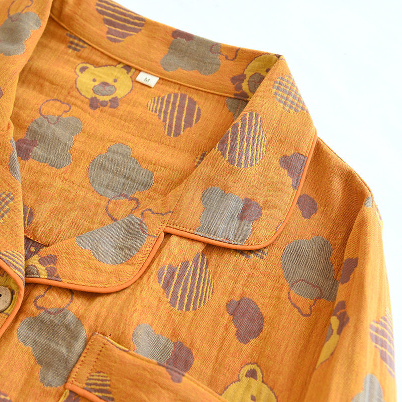 Woven Jacquard Lapel Pajamas Suit Loose  EX-STOCK CANADA