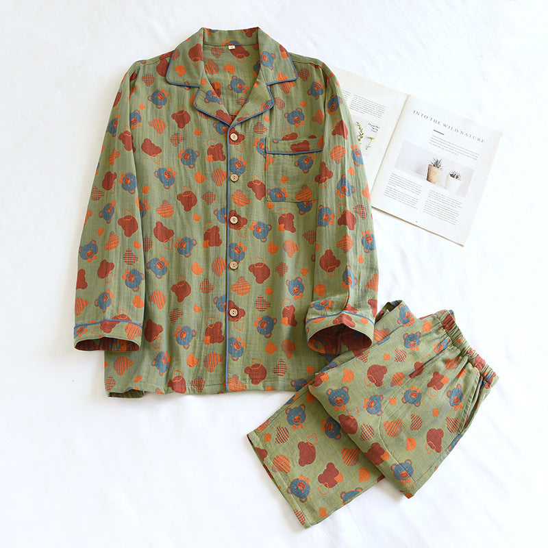 Woven Jacquard Lapel Pajamas Suit Loose  EX-STOCK CANADA
