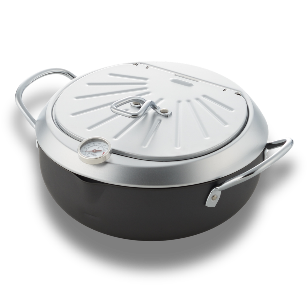 Yoshikawa GOGI Tempura Pot 24cm –  With stainless‑Steel Drip Lid 