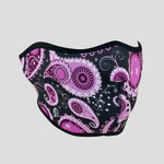 Mascarilla media ZANheadgear de neopreno púrpura con motivo paisley 