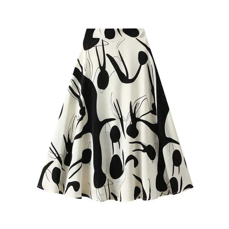 Summer New High Waist High-end Figure Flattering A- Line Flared Vintage Midi Skirt - EX-STOCK CANADA