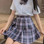 Student Jk Plaid Skirt Preppy Style Mini Pleated  Kilt Skirt - EX-STOCK CANADA