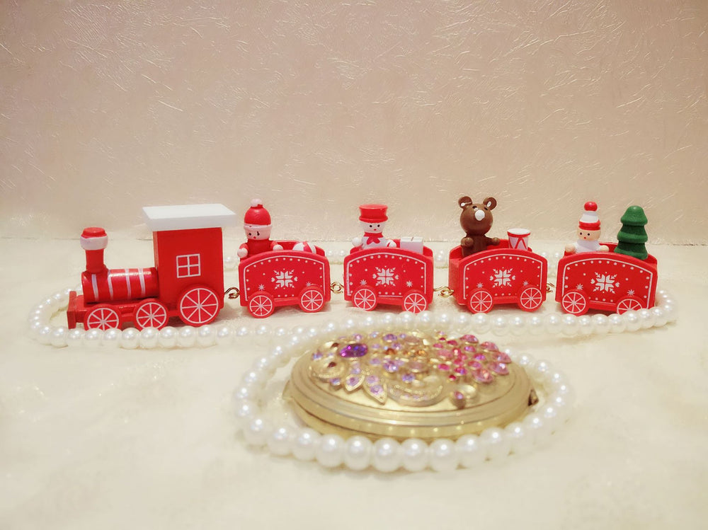 Wooden Christmas Train Decorations – Red, Green, White, Pink & Blue
