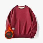 Fleece-lined Teens Oversized Winter cotton Pullover tops Round neck Sweatshirt - EX-STOCK CANADA