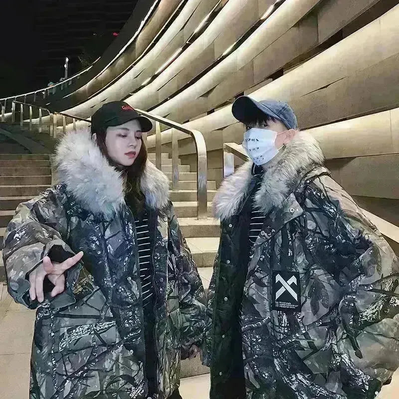 New Trendy Fashion Huge Fur Collar Winter Coat Jacket Unisex