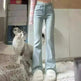 Women's Light-colored High Waist Bootcut Jeans - EX-STOCK CANADA