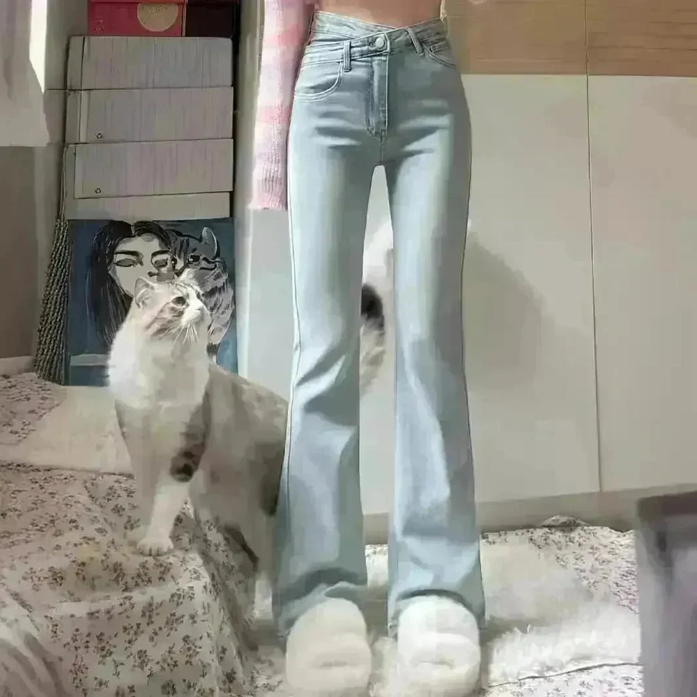 Women's Light-colored High Waist Bootcut Jeans - EX-STOCK CANADA