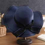 Summer Sol Sol Mujeres Sombreros de paja Sunshade Panamá Panamá Fashion Bow Beach Gat Beach Beathable Viajes de viaje