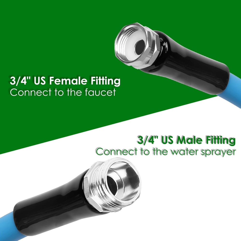 25FT-50FT Options -- 1Pc Non-Expanding Flexible Garden Hose Heavy Duty PVC Water Hose Leak-Resistant Kink-Free All-weather Burst 500PSI EX-STOCK