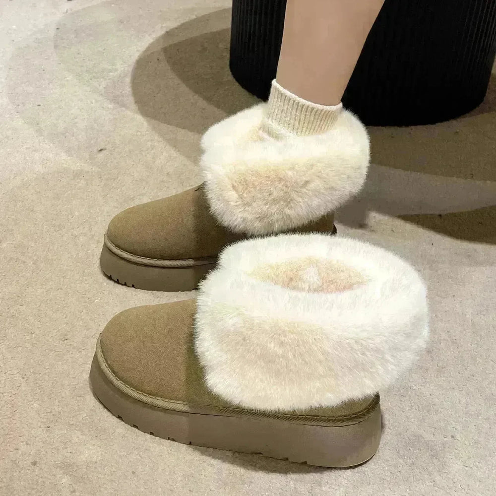 Winter Warm Snow Boots New Fashion Foldable Fleece Cotton Shoes For Women Plus Velvet And Thickened Plush Ankle Boots - EX-STOCK CANADA