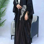Simple Middle East Turkey Solid Color Plus Size Satin Robe Dubai Abaya Coat Turkey Abaya Kimono