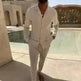 Casual Long-sleeved Suits Fashion Lapel Single-breasted Shirt Top And Slim-fit Trousers Men Clothing Two piece suit for Men - EX-STOCK CANADA