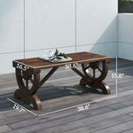 2-Person Wooden Garden Bench, Outdoor Wagon Wheel Porch Bench For Backyard Garden, Support 550 LBS, Rustic Country Style Patio Furniture, Brown EX-STOCK Canada 