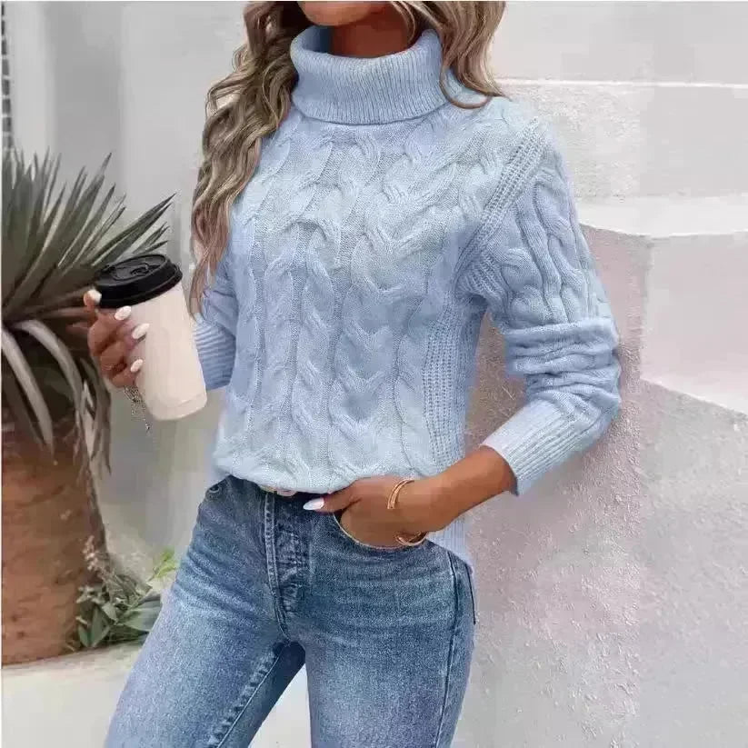 Women's Cable-knit Turtleneck Sweater - EX-STOCK CANADA