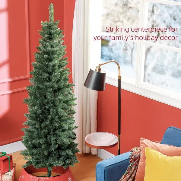 6ft Tall Pencil Artificial Christmas Tree With 479 Branch Tips With Steel Base, Green EX-STOCK Canada 