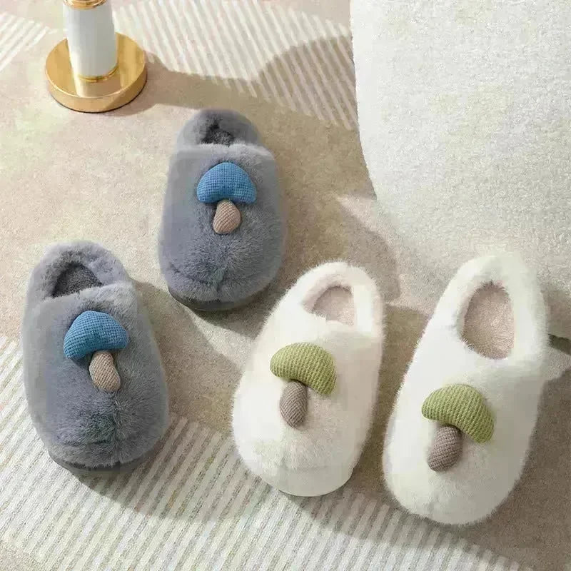 Cute Mushroom Cotton Slippers For Women Thick-soled Autumn And Winter Plush Slipper Indoor Non-slip Eva Household Furry Shoes - EX-STOCK CANADA