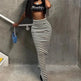 High-waisted Black And White Striped Straight Long Pencil Skirt - EX-STOCK CANADA