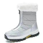 Winter Waterproof Snow Boots Women's Mid-calf Front Zipper