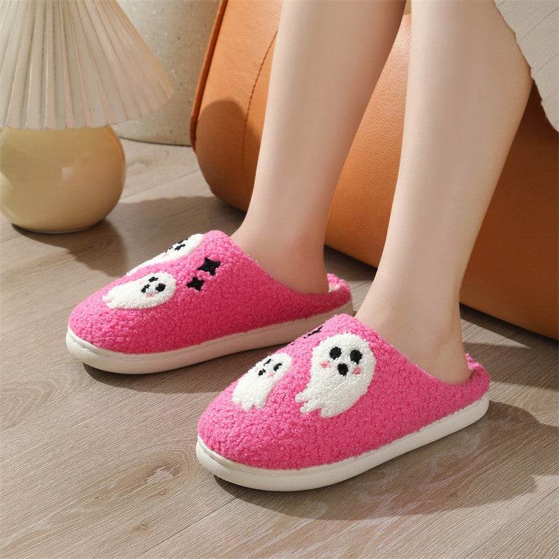 Halloween Cartoon Ghost Cotton Slippers For Women Indoor Non-slip Bedroom Floor Slipper Winter House Shoes EX-STOCK