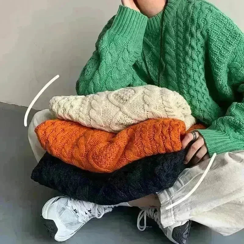 Teenager's Oversized Knitted Pullover sweater for men Street Hip Pop style - EX-STOCK CANADA
