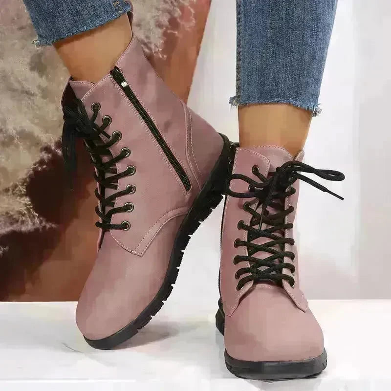 Round Toe Martin Shoes Mid-calf Length Large Size Leather Boots - EX-STOCK CANADA