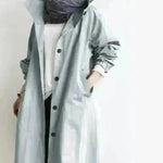 Women Casual Style Hoodie Windbreaker Mid-Length Long-Sleeved waist Jacket