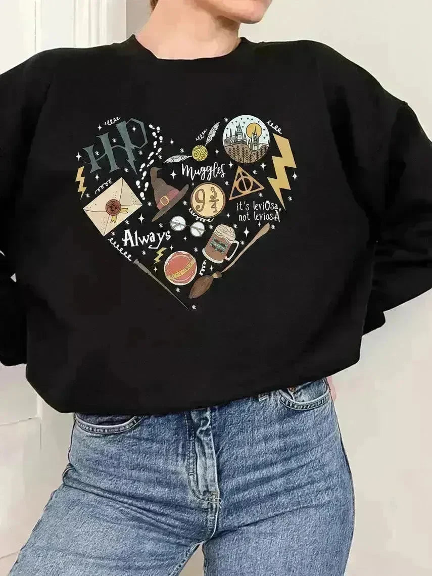 Digital Printing Sweater Hipster Round Neck Pullover Long Sleeve Sweater Women - EX-STOCK CANADA
