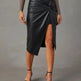 Women's Split Mid-length Hot Girl Hip Leather Wrap Skirt - EX-STOCK CANADA