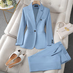 Women's Temperament Office Suit Set – Jacket & Pants, 3 Colors, S–4XL (Canada & USA) blue