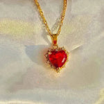 Colorful Rhinestones Heart-shped Necklace Love Gold Clavicle Chain Ins Personalized Jewelry For Women Valentine's Day - EX-STOCK CANADA