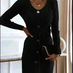 Autumn Winter Cashmere Slim fit Knitted Mini Sweater Dress - EX-STOCK CANADA