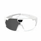 White sunglasses with a dark lens on a white background