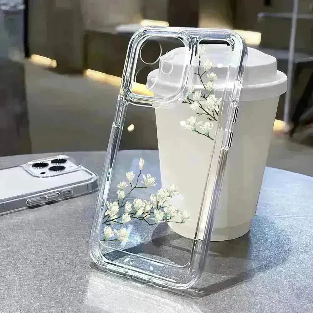Antique Flower Transparent Phone Case - EX-STOCK CANADA