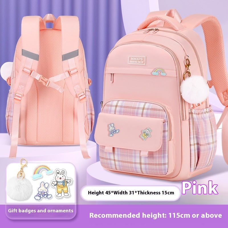 Primary School Student Schoolbag Girls' Plaid Backpack EX-STOCK