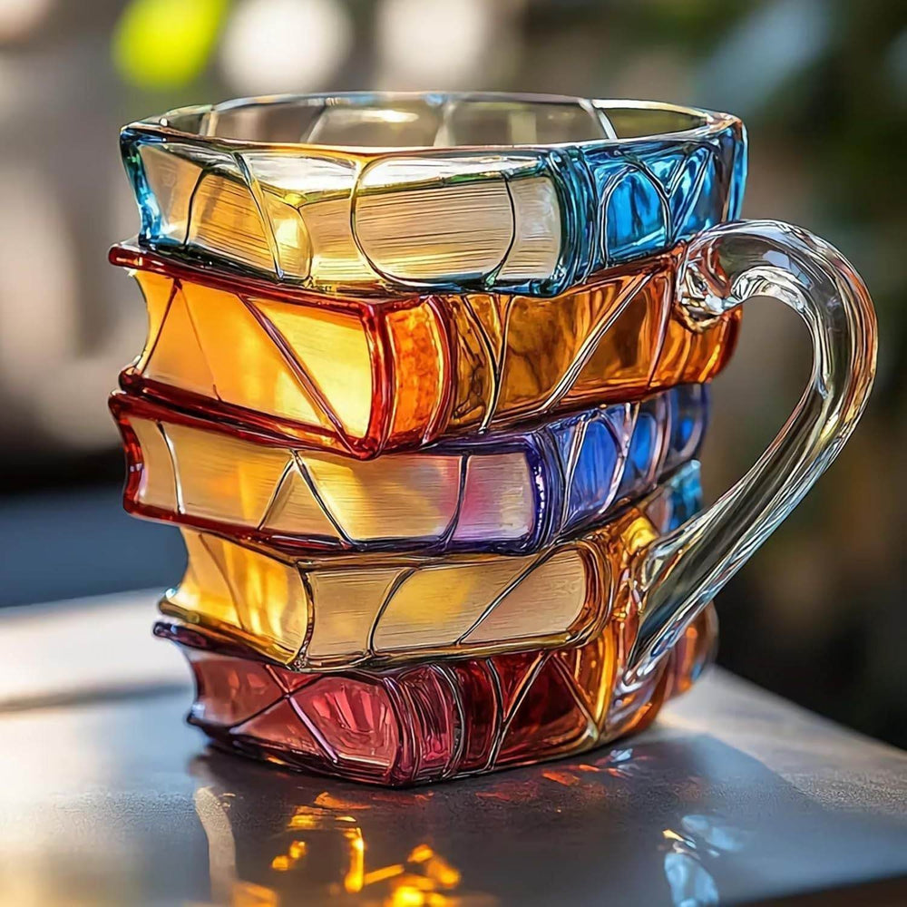 Painted Book Coffee Cup Unique Book Stacking Coffee Cup - EX-STOCK Canada