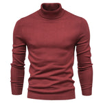 Red turtleneck sweater on a white background