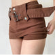 American Retro Wide Waistband Denim Mini Skirt with Belt - EX-STOCK CANADA