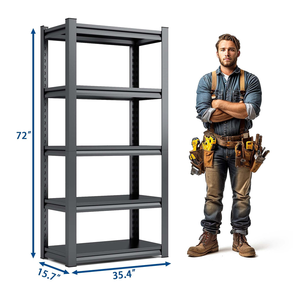 Tier Metal Shelves For Storage Garage Shelving 2000LBS Heavy Duty Storage Shelves Adjustable Garage Shelf Industrial Shelving Unit Storage Utility Rack,Black EX-STOCK