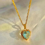 Colorful Rhinestones Heart-shped Necklace Love Gold Clavicle Chain Ins Personalized Jewelry For Women Valentine's Day - EX-STOCK CANADA