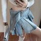 High Waist Slimming Denim Pleated Mini Skirt - EX-STOCK CANADA
