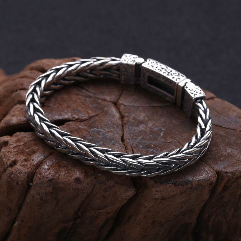 925 Sterling Silver Jewelry Men's Braided Rattan Bracelet EX-STOCK Canada 