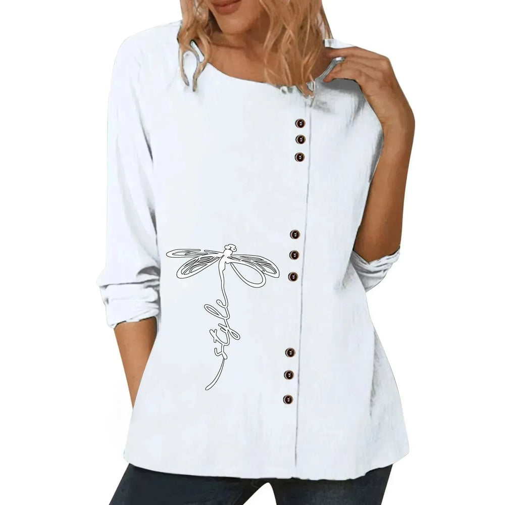 Casual Loose Cotton And Linen Long-sleeved summer Blouse Top For Women - EX-STOCK CANADA