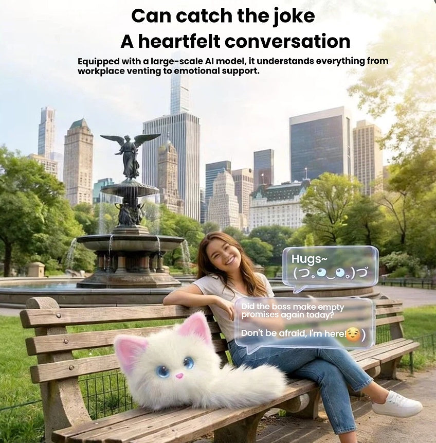 Interactive AI Cat Plush Toy – Rechargeable Electronic Pet