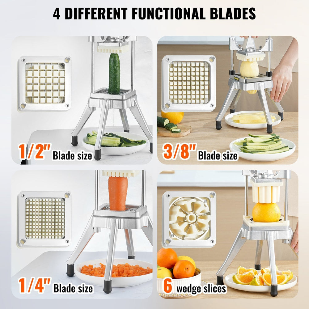 Commercial Vegetable Fruit Chopper, Stainless Steel French Fry Cutter With 4 Blades EX-STOCK