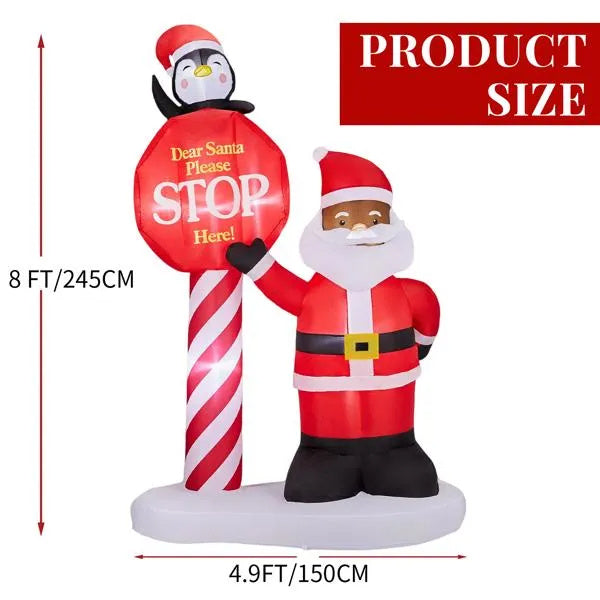8.2FT Lighted Christmas Inflatable Decoration, Inflatable Black Santa & Road Sign, Funny Blow Up Yard Decorations With Built-in LED Lights For Holiday Party Front Yard Lawn Garden Decor EX-STOCK Canada 